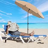 SONGMICS Parasol 160 cm UPF 50+ Beach Umbrella Taupe GPU60BR view 9