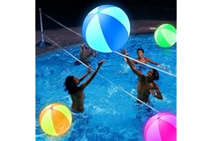 Spardar LED Beach Balls, 4 Pack 16 Inch Light up Beach Balls with Remote Control, Balloon Pump, 16 Colors Lights and 4 Light Modes Pool Toy for Pool Garden Decorations (2Pink+2Blue)