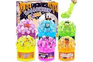 Funewest Halloween Slime Kit for Girls Boys Ages 8-12, Non Sticky Fluffy Slimes for Kids, Halloween Party Favors & Goodie Bags for Girls Boys Ages 8-12