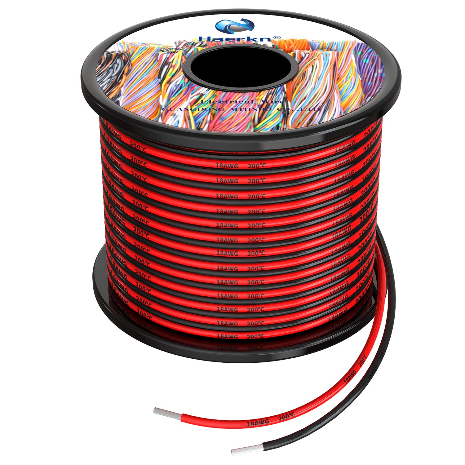 18awg 0.8mm² Silicone Electrical wire Cable 132ft [Black 66ft Red 66ft] Separete wire Hook Up oxygen free Stranded Tinned copper wire High Temperature Resistance Spool