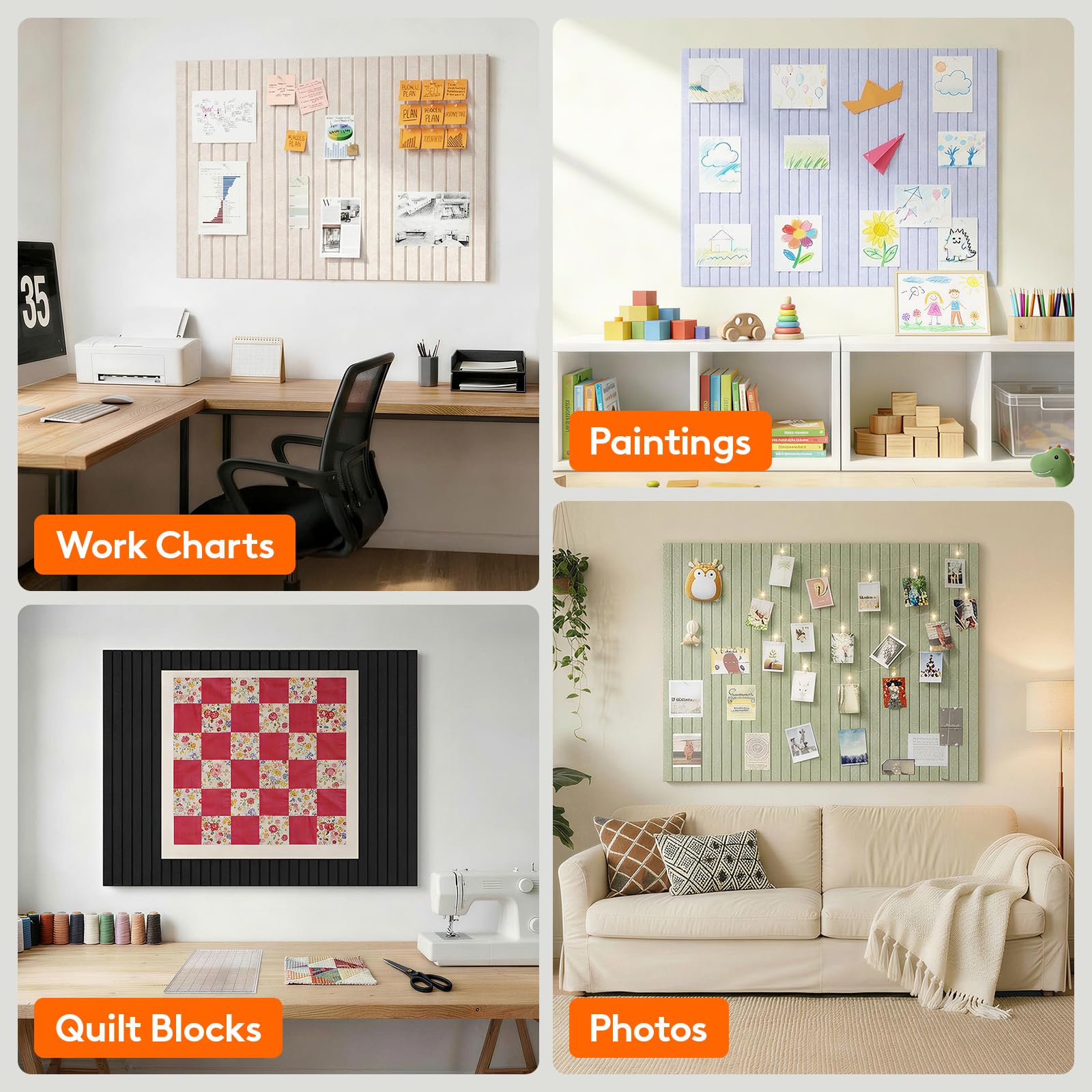 Lifewit 120 x 90 cm Filz Pinnwand Selbstklebend, 12 Pack Pinnwand Kork Alternative, Dekorative Vision Board Fotowand Pin Board Memoboard mit 50 Stück Pinnnadeln für Büro, Küche, Kinderzimmer, Beige 9