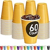 DecorRack Yellow Plastic Cups, 12 oz Disposable Cups, Party Supplies (60 Count)