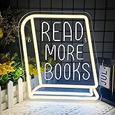 Read More Books Neon Signs for Wall Decor, Dimmable Book Classroom Neon Sign, Book Club Decor, Reading Bookshelf School Library Wall Decor, Book Lover Gift, Christmas Gifts(11 * 11.8in)