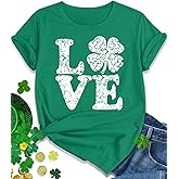 EUOW St. Patrick's Day Shirts for Women Irish Cute Shamrock Graphic T Shirts Funny Short Sleeve Holiday Print Tee Tops