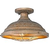 Golden Lighting Bartlett 2-Light Semi-Flush Mount in Copper Patina