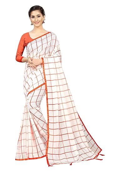 TDC Games jaal Silk with Blouse Piece Saree (1000-1_Orange_Free Size)