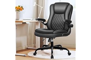 Brick Attic Office Chair, Executive Office Chair Ergonomic Leather Desk Chair with Wheels Swivel Computer Task Chair with Lumbar Support and Flip-up Armrests Black
