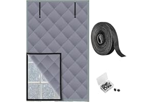 Nkiy Quen 3 Layer 63 x 39 Inches Winter Insulated Window Cover-Oxford Thermal Insulated Window Blanket with Fastener-Gray Window Insulation Kit for Winter Keeping Warm