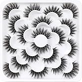 Veleasha Lashes 10 Pairs Natural Fluffy False Eyelashes Soft Wispy Lashes 3D Faux Mink Lashes Pack (V06)