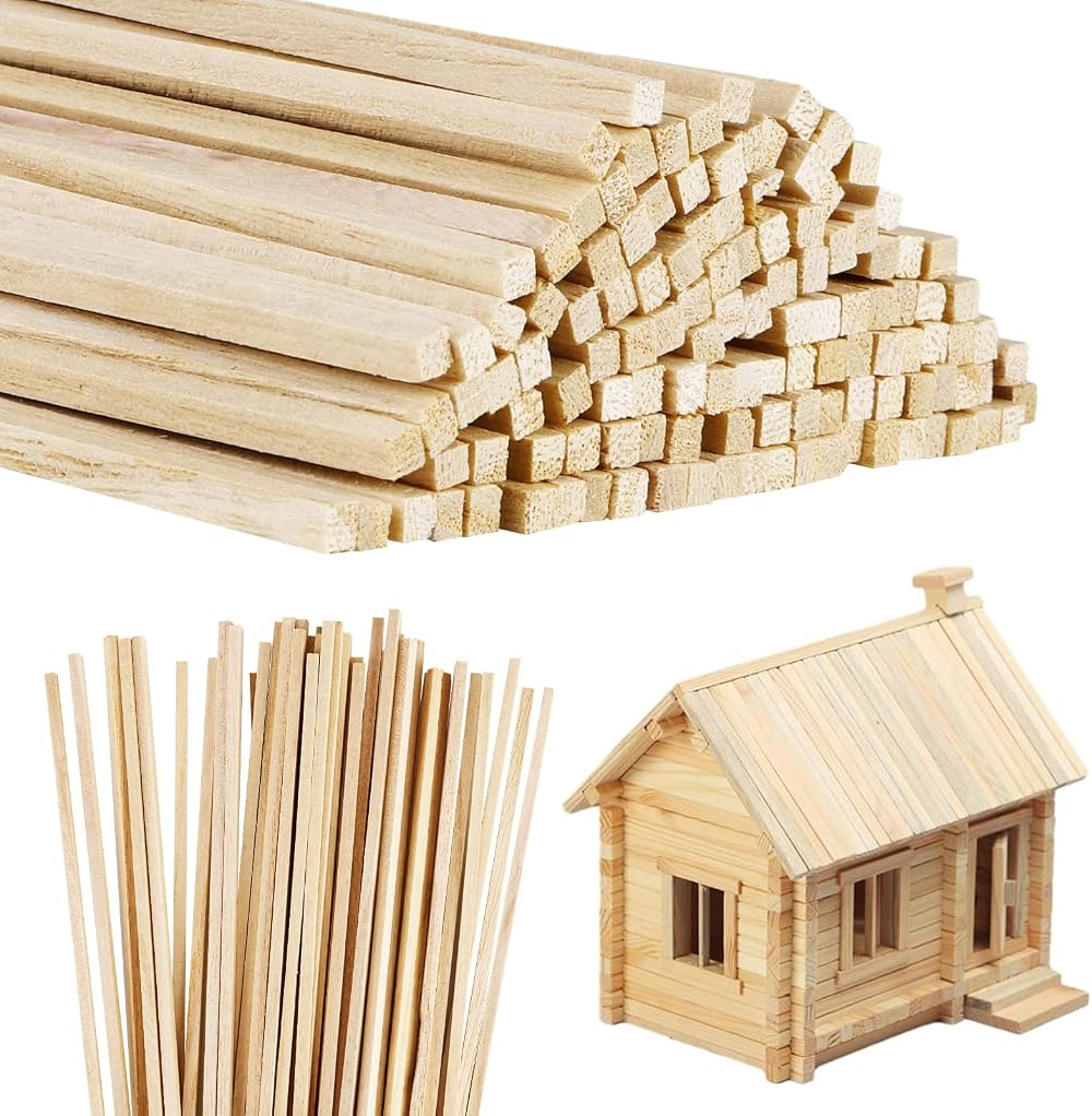 Partideal 120 Pcs Balsa Wood Sticks 300x3x3 mm Natural Dowels DIY Crafts