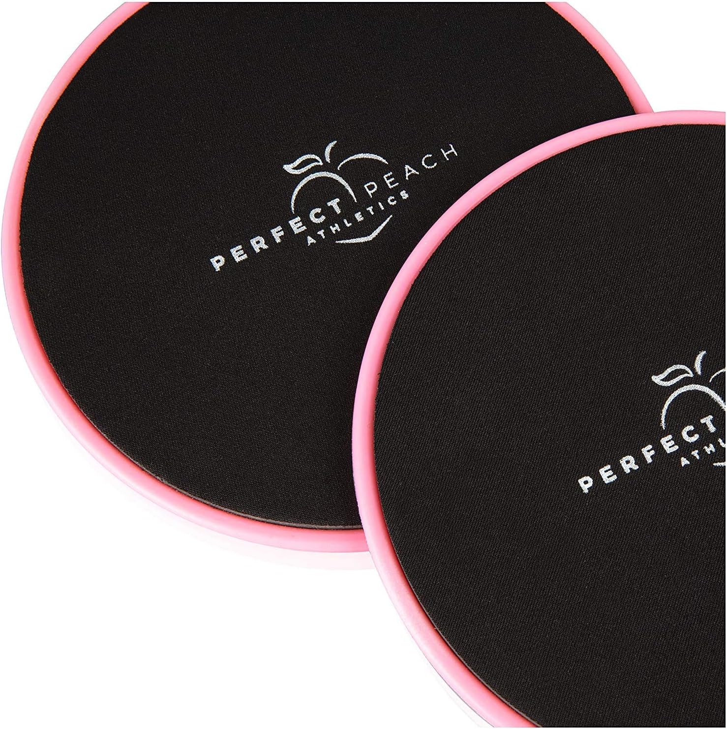PERFECT PEACH ATHLETICS Core Sliders: Gym Fitness Gliding Disc Sliders - Strength Slides for Ab, Core, Lunge Workout - Dual Sided Exercise Sliding Gliders for Carpet, Hard Floor - 2 Pink Slider Discs