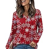 HOTGIFT Womens 2026 Tops Winter Fall Long Sleeve Tunic Blouse Casual V Neck Button T-Shirts