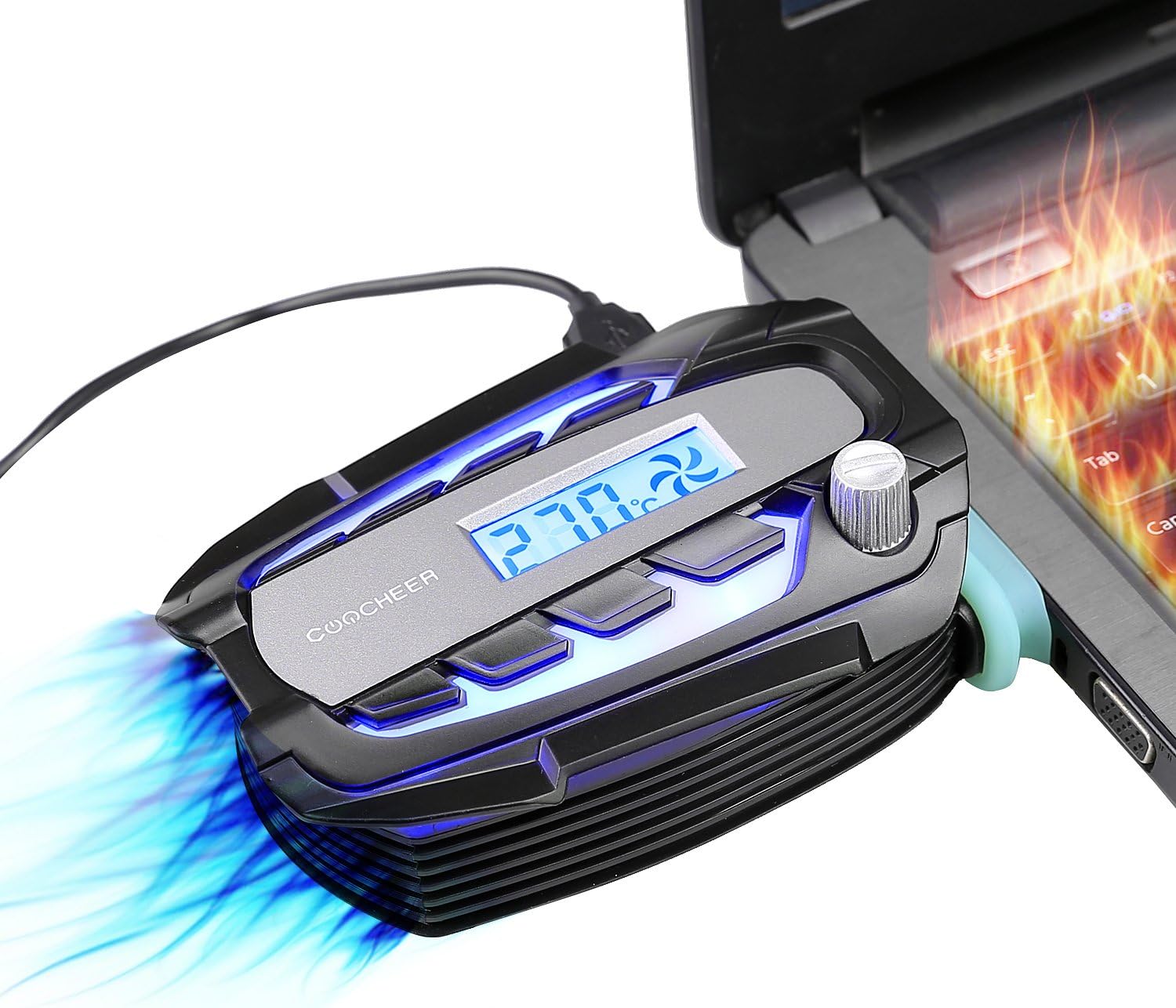 Laptop Cooler Vacuum Cooler with Digital Display,Auto-Temp Detection ,Rapid Cooling,USB Power Supply,Perfect for Gaming Laptop Cooler ,Support 12-17 Inch Laptops,Black