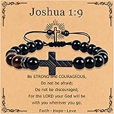 Kessofera Cross Bracelet for Mens Gifts - 8mm Tiger Eye Natural Beads, Stainless Steel Cross Pendant Charm, Religious Christian Easter Baptism Christmas Bracelets Jewelry for Dad Husband Brother