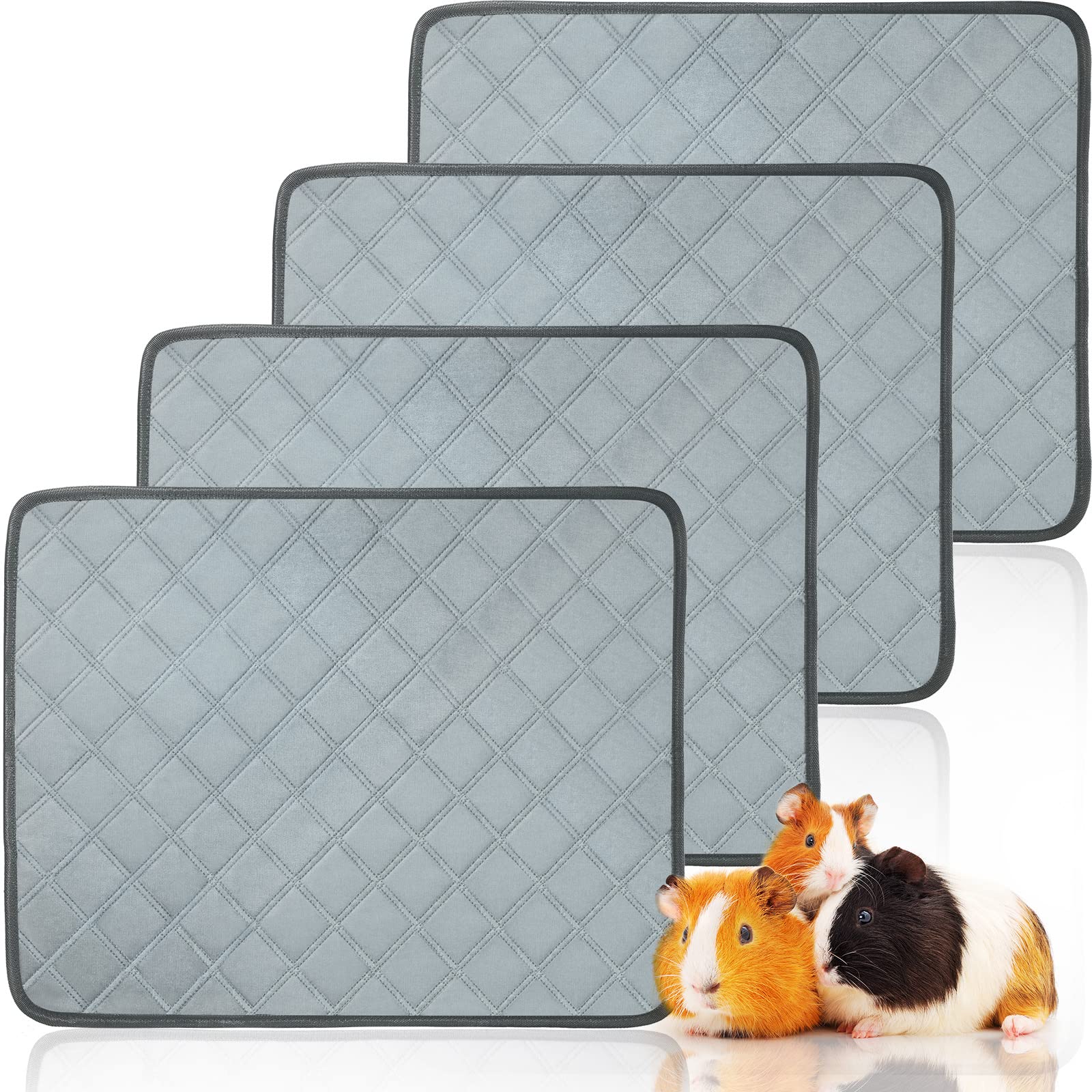 Namalu 4 Pcs Guinea Pig Cage Liners Washable Small Animals Fleece Bedding Absorbent Guinea Pig Accessories Reusable Guinea Pig Pee Pads Non Slip Fleece Cage Liners for Small Animals(24 x 18 Inch)