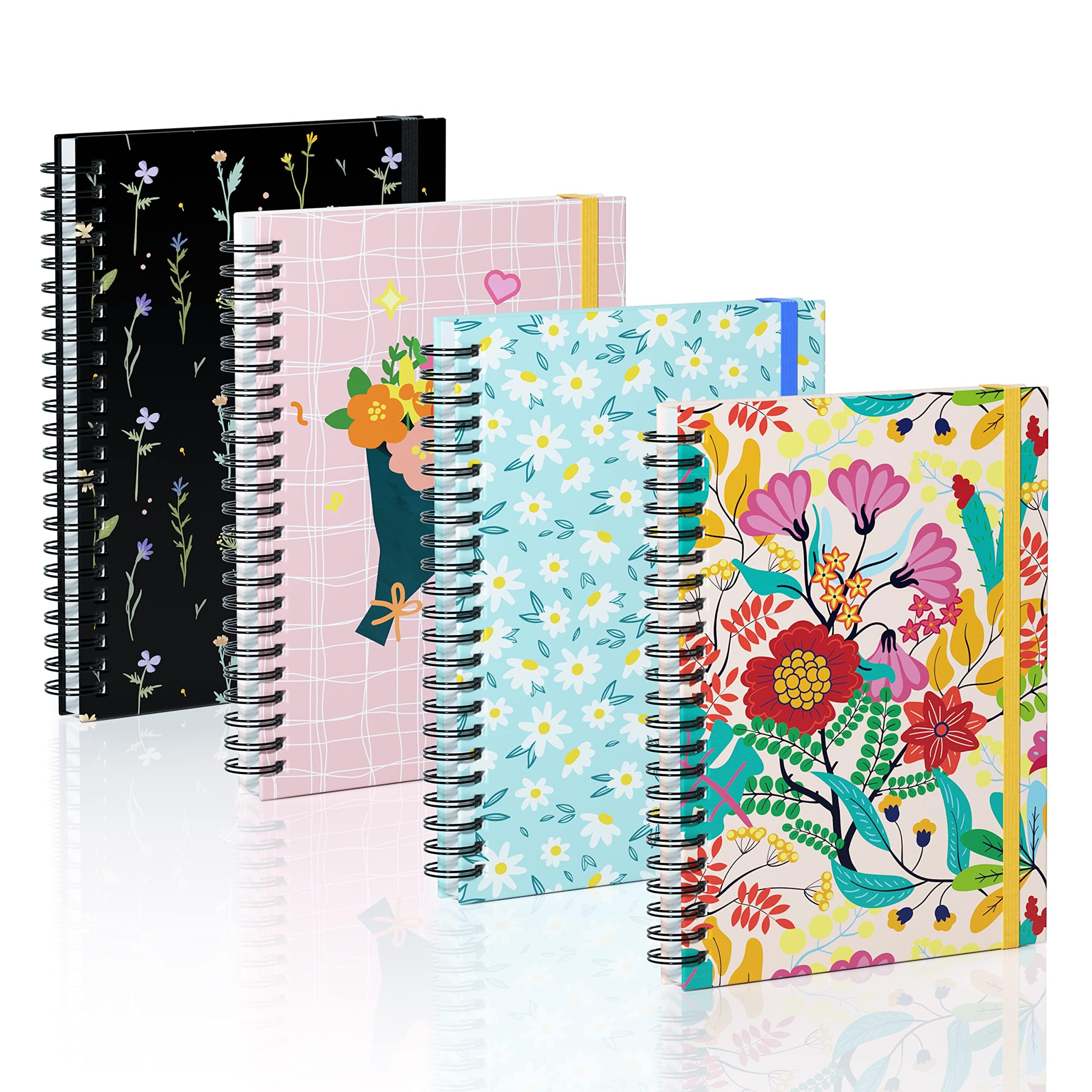 4 Pads of A5 Spiral Sticky Notebook, 21 x 14.5 cm, Each with 9 Pads of Decorated Sticky Notes and a Handy Notebook in one,Mixed Designs 4 Packs