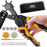 XOOL 2 in 1 Leather Hole Punch Eyelet Tool Kit, 3/16" 4.5mm Metal Eyelets for Fabric, Hole Puncher, Eyelet Pliers for Shoes Leather Clothes Belt