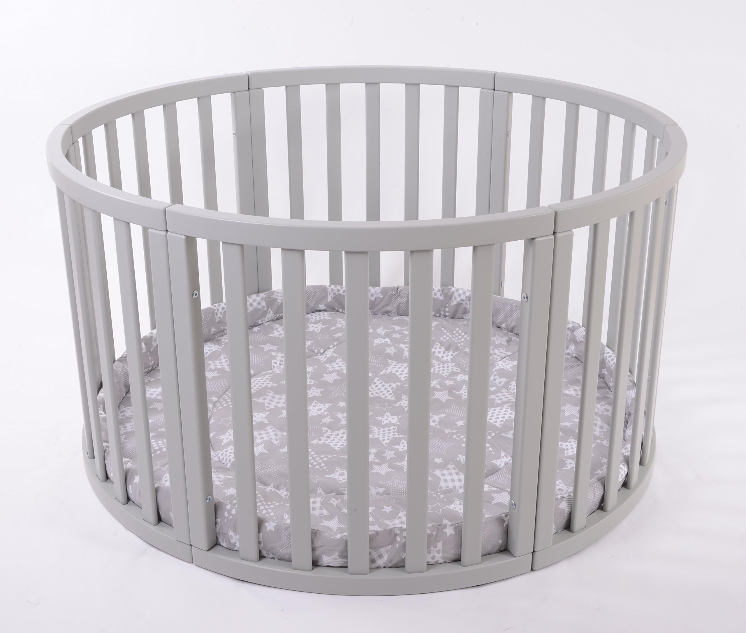 Round PLAYPEN Apollo Quattro Very Large Wooden Play Pen with Play-mat by MJmark Sale Sale (Grey Patchwork)