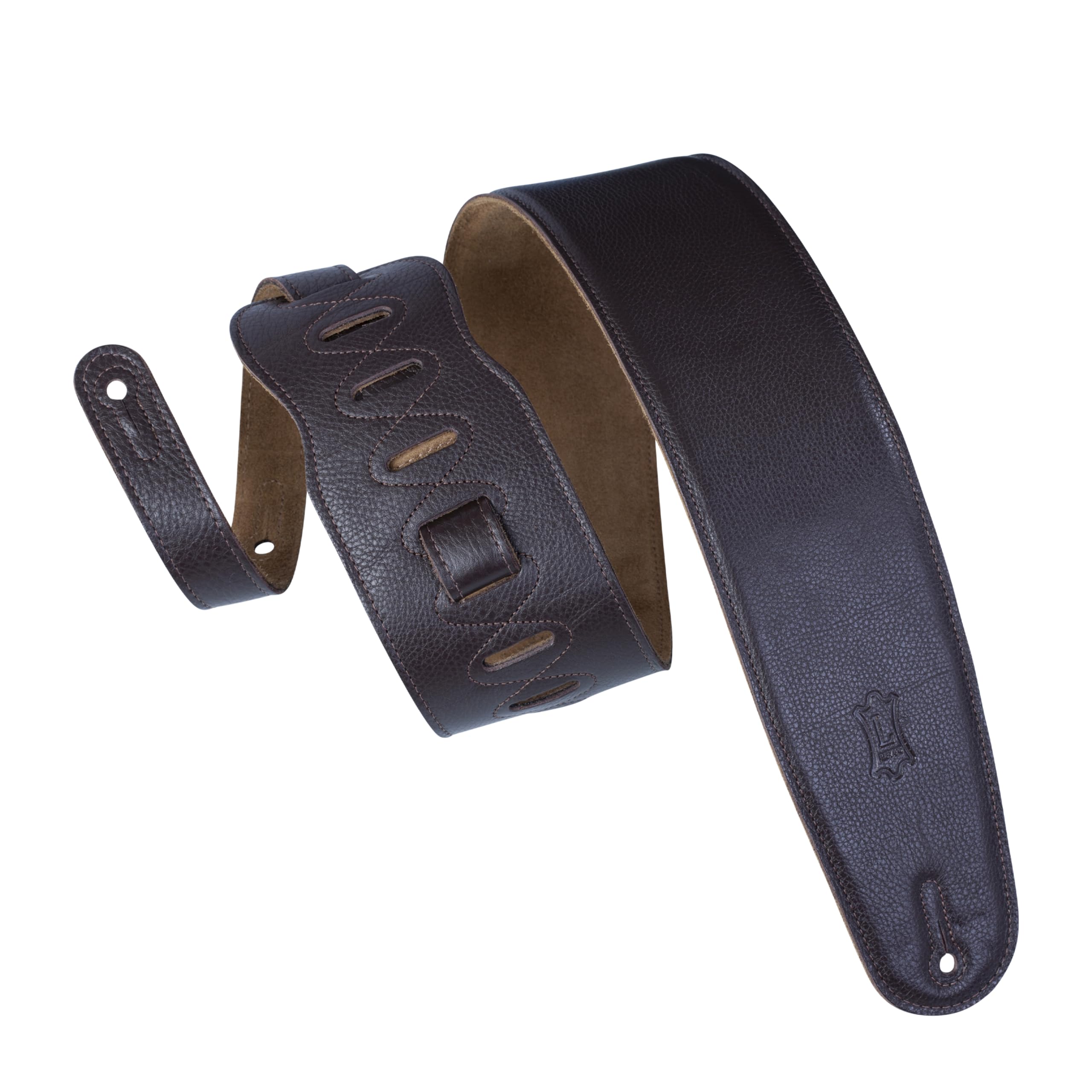 Levy's Leathers M4GF‐DBR 3.5-inch Leather Padded Strap - Dark Brown,One Size