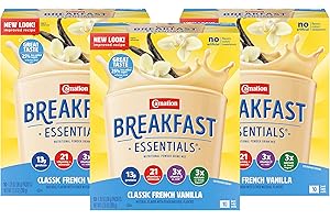 Carnation Breakfast Essentials Nutritional Powder Drink Mix Packets, Classic French Vanilla, Just Add Milk, 10 Drink Mix Pack