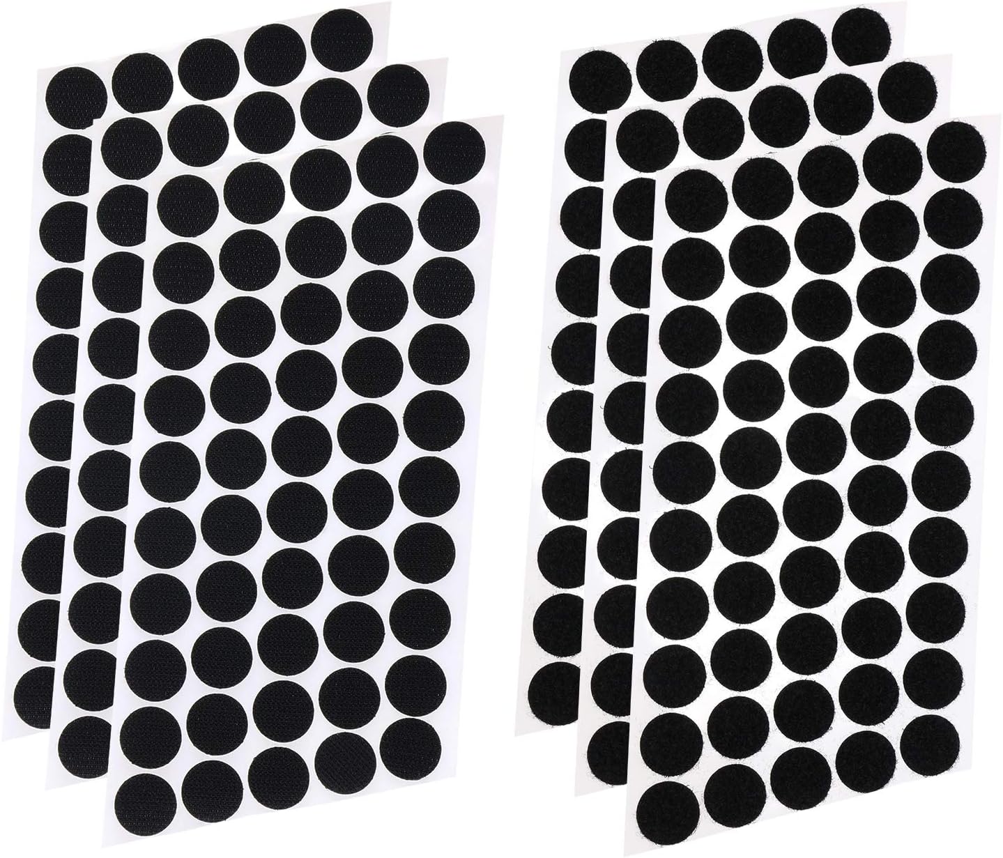Mini Skater 3/4 Inch/20mm Diameter Sticky Back Hook Self Adhesive Dots Loop Tapes Nylon Sticker Fastener for School Office Home,300Pcs/150Pairs,Black
