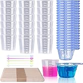 LET'S RESIN Epoxy Mixing Cups Kit,200Pcs, Plastic, 30ml Disposable Measuring Cups,50 Wooden Stirring Sticks, Dropper for Pain