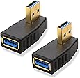 Cable Matters 2-Pack, Right Angle SuperSpeed USB 3.0 Male to Female Adapter