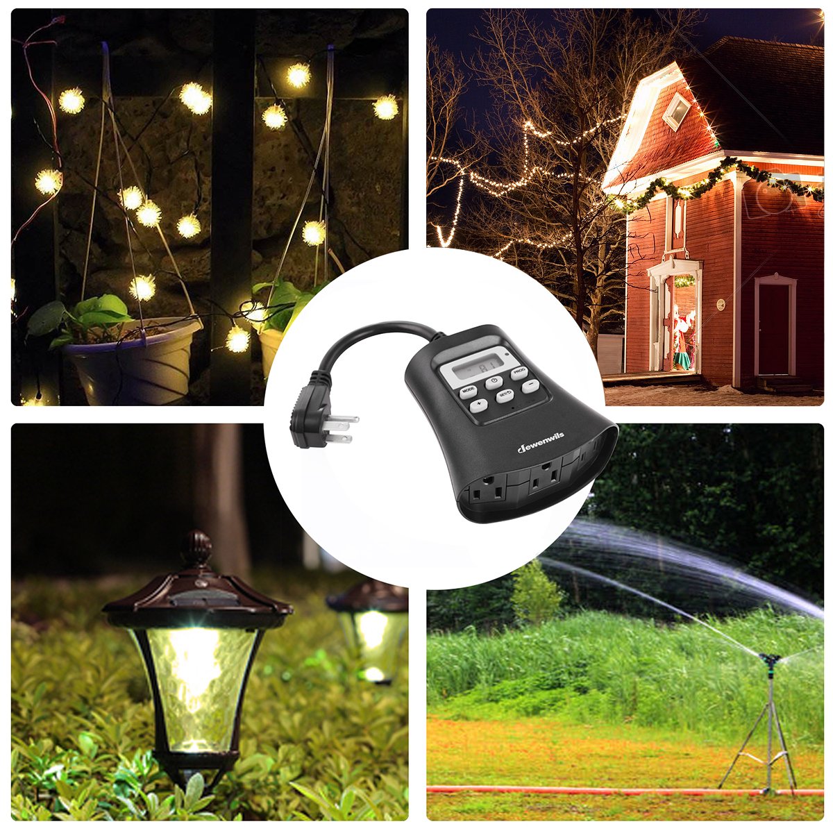 Dewenwils Outdoor Digital Timer with Photocell Light Sensor and Random