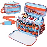 ahzske Carrying Case Compatible with Tonies Box with Clear Front Window, Large Storage Bag with 14 Elastic Bands for Tonies Figures Characters, Travel Organizer Case for Tonie Accessories (Blue)
