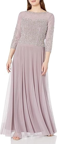 cachet illusion beaded sleeve gown