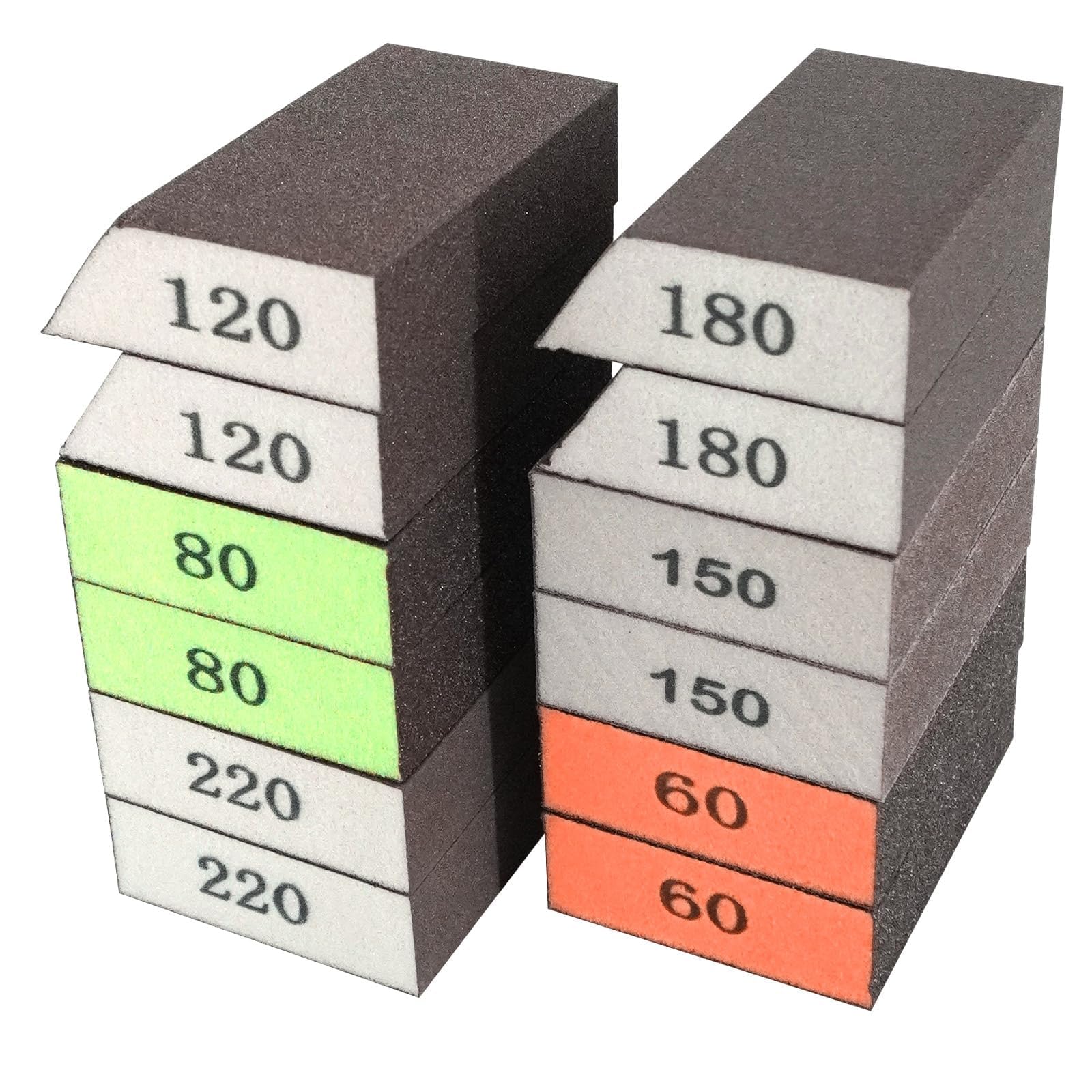 TayBong 12 Pcs Sanding Sponges, 60/80/120/150/180/220 Grit Sanding Blocks, Wet and Dry Reusable Sanding Block, Sanding Blocks for Wood, Crafts, Drywall, Metal