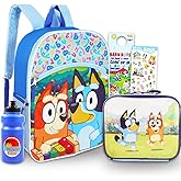 Bluey Backpack with Lunch Box for Kids - Bundle with 16" School Bag, Lunch Box, Stickers, Water Bottle, and More | Bluey School Supplies for Boys, Girls