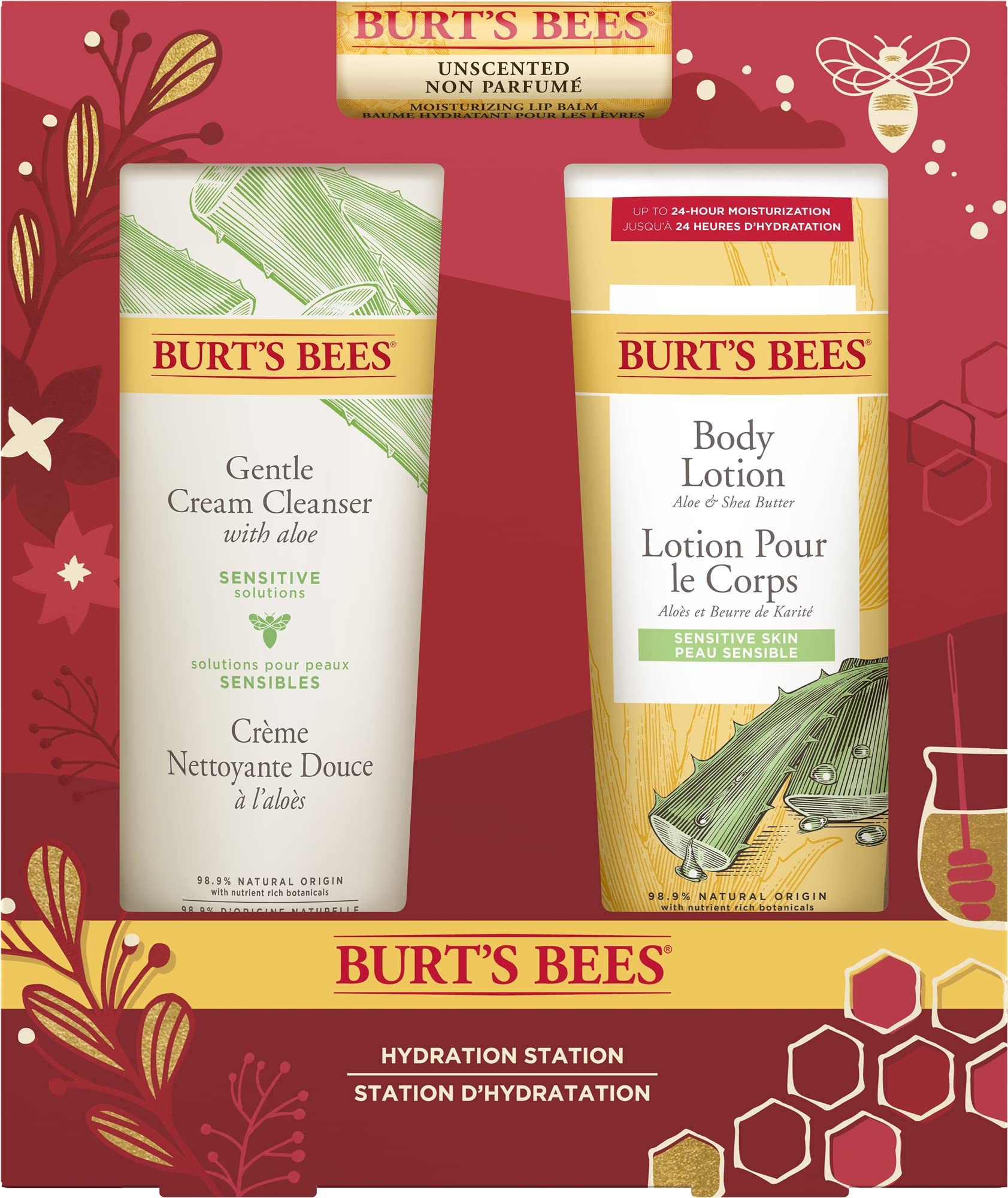 Burt’s Bees Giftset, Lip Balm, Body Lotion and Gentle Face Cleanser, Hydration Station