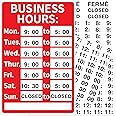 Open Signs, Store Business Hours Sign, Durable Letters Numbers Store Hours Signage for Business, Office and Store, 8 x 12 Inches Red, White