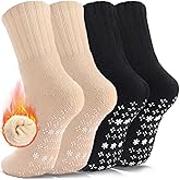 Ultrafun 4 Pairs Thermal Socks for Women Non Slip Fuzzy Socks with Grips Warm Cozy Slipper Socks