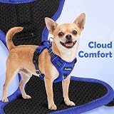 Funfox Dog Harness Small No Pull With Front Back Clip Reflective Strips Blue S view 7