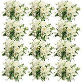 Nagobi 12 Bundles Peonies Artificial Flowers Artificial Peonies Silk Flowers Fake Peonies Artificial Flowers Wedding Home Table Decoration Realistic Peonies Bouquet for Centerpiece Table (White)