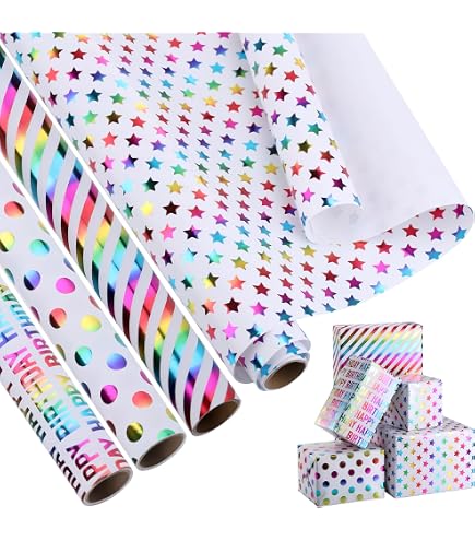 Papier Cadeau Double Face Glace à Pois Rose - 43.2cm X 10m Pour Anniversaire Été