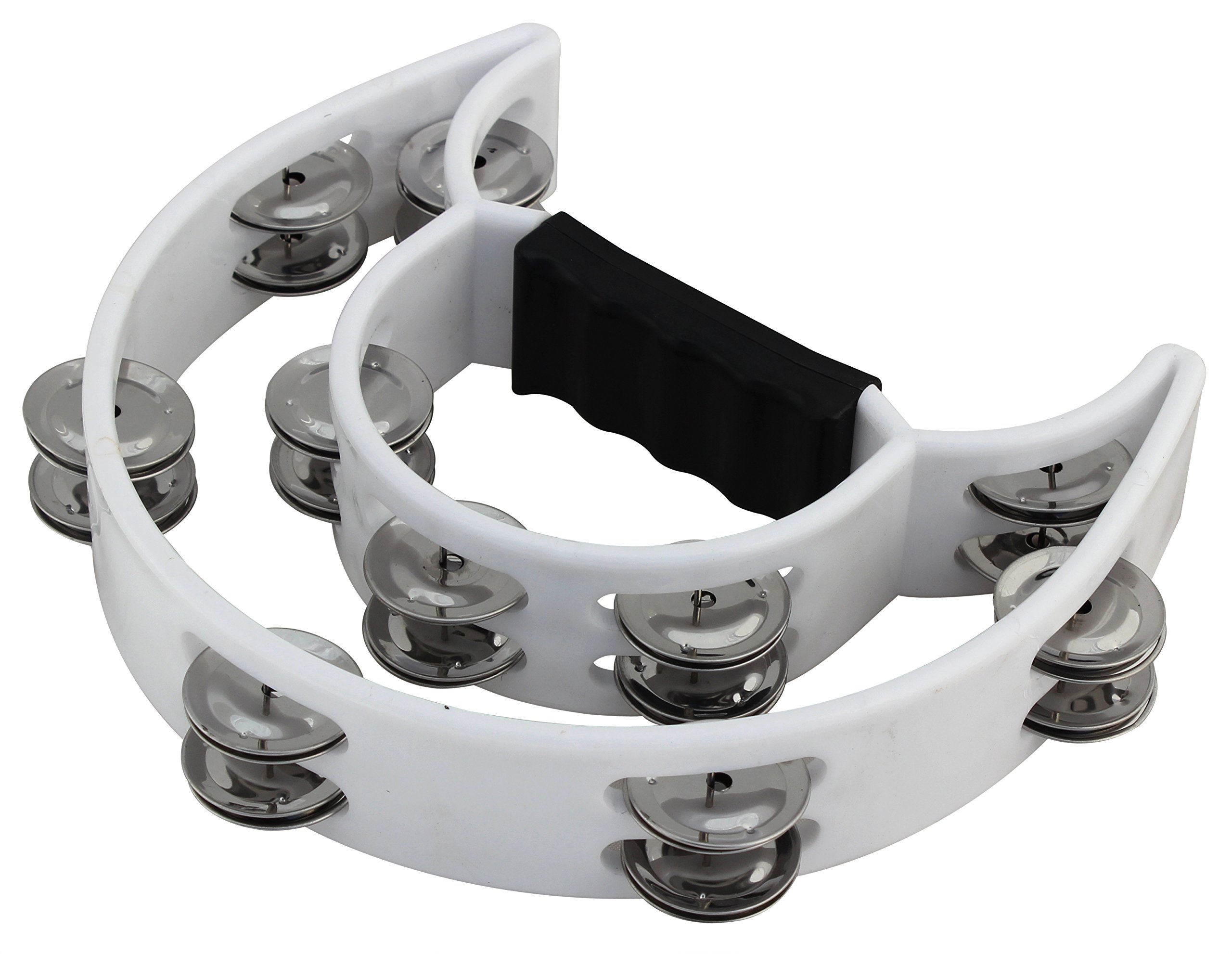 YMC TAM20-WT Half Moon EZ Grip Tambourine 20 Jingles - White