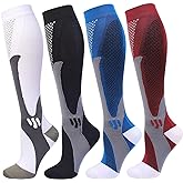 Double Couple 4 Pairs Compression Socks for Men and Women Compression Stockings