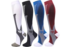 Double Couple 4 Pairs Compression Socks for Men and Women 20-30 mmHg Compression Stockings