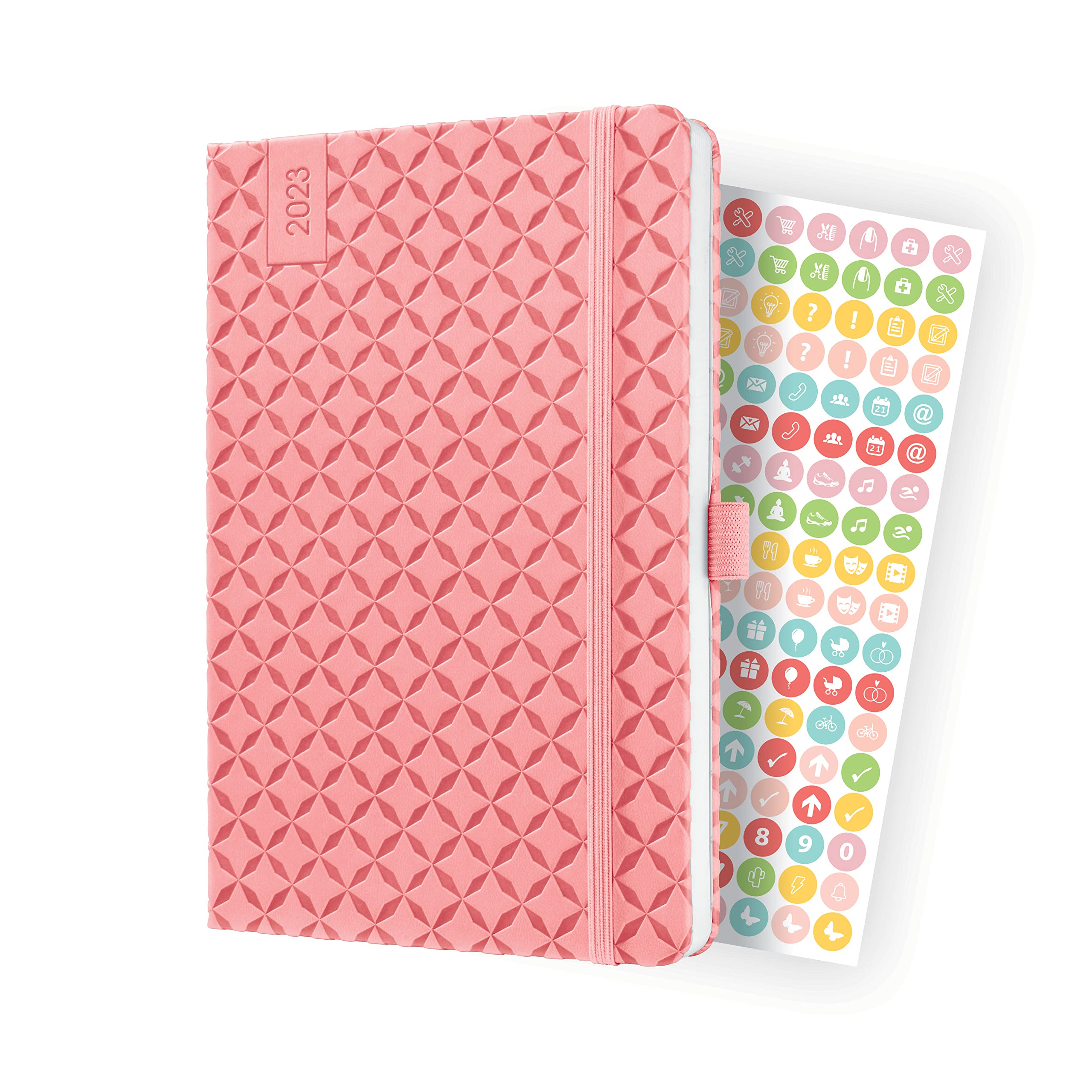 SIGEL J3111 Jolie Weekly Diary 2023 - Hardcover - 13,5 x 20,3 cm - 174 Pages - Rose