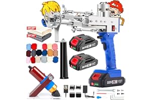 Riiai Cordless Tufting Gun Starter Kit, Wireless Tufting Gun with Carpet Trimmer-Cut Pile & Loop Pile Rug Tufting Gun w/ 2×2.0Ah Battery -200W Sharp Carpet Trimmer for Outdoor Use