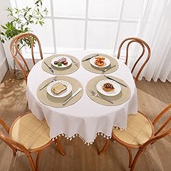 SHACOS 15 inch Round Braided Placemats Set of 6 Non