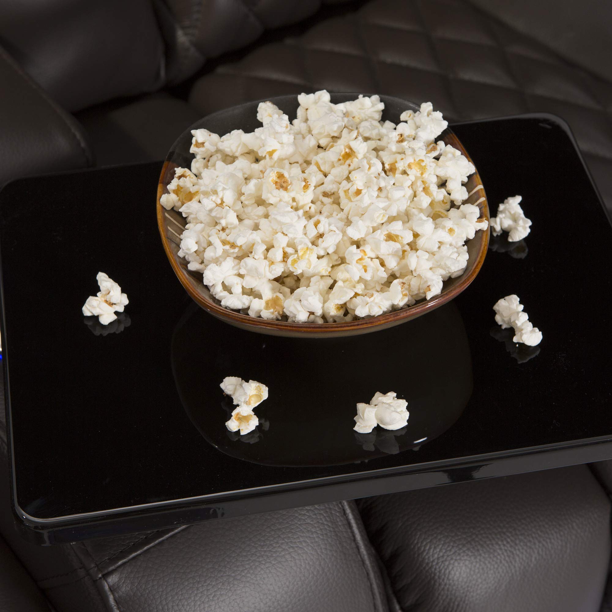 Seatcraft Diamante - Home Theater Seating - Power Recliner - Leather - Adjustable Powered Headrests - Cup Holders - USB Charging - SoundShaker - Ambient Lighting - Wall Hugger - Brown