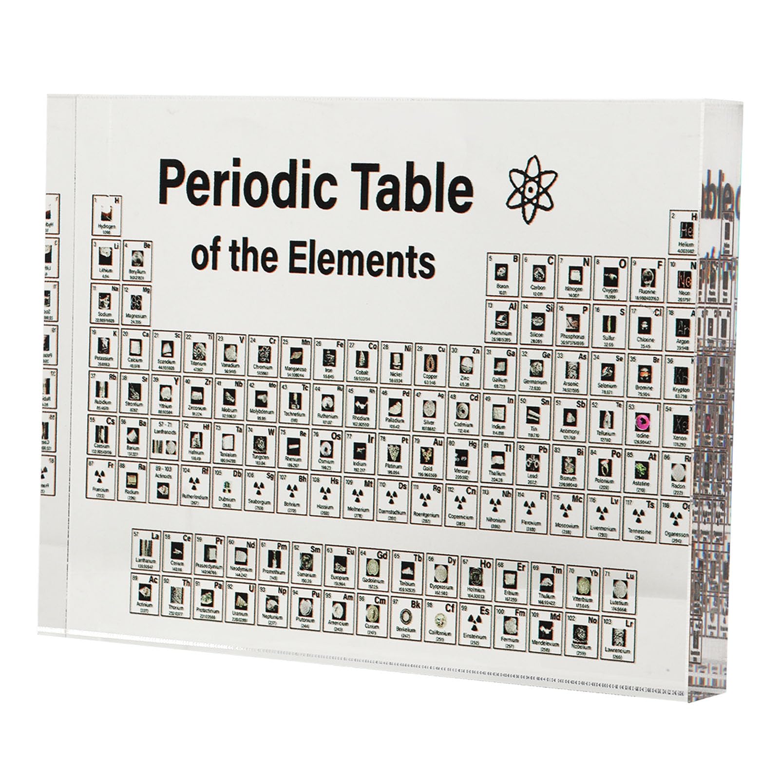 Acrylic Periodic Table Display, Compact Periodic Table with Real Elements Inside Real Elements Samples Craft Decoration for Classroom and Laboratory