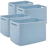 SIXDOVE 4 Pack Storage Baskets for Organizing Toys, Towels, and Clothes, Woven Basket for Shelves, Sturdy Nursery Cube Bins for Storage, 13''L x9''W x7.8''H, Blue