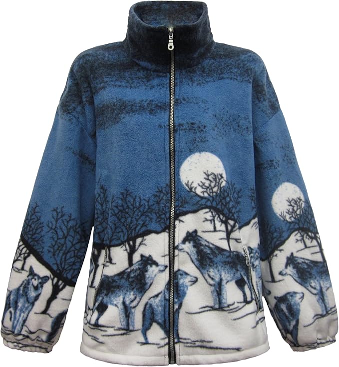 Body2Body Women's Double Fleece Animal Print Jacket with Pockets