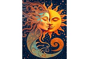 AXQUILON Sun and Moon Diamond Art Painting Kits for Adults - Round Full Drill Diamond Paintings for Beginners, 5D Painting with Diamonds Pictures Gem Art Painting Kits DIY Crafts Project Kits 12x16inch