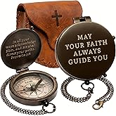 Baptism Gifts for Boys – Catholic Christian Brass Pocket Compass with Scripture – Religious Keepsake for Christening, First Communion & Confirmation – Faith Gift for Godson, Son, or Grandson